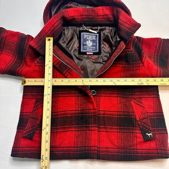 PINK Victorias Secret Vintage Coat With A Satin Hoodie Satin Lined Coat Size S - Picture 6 of 6